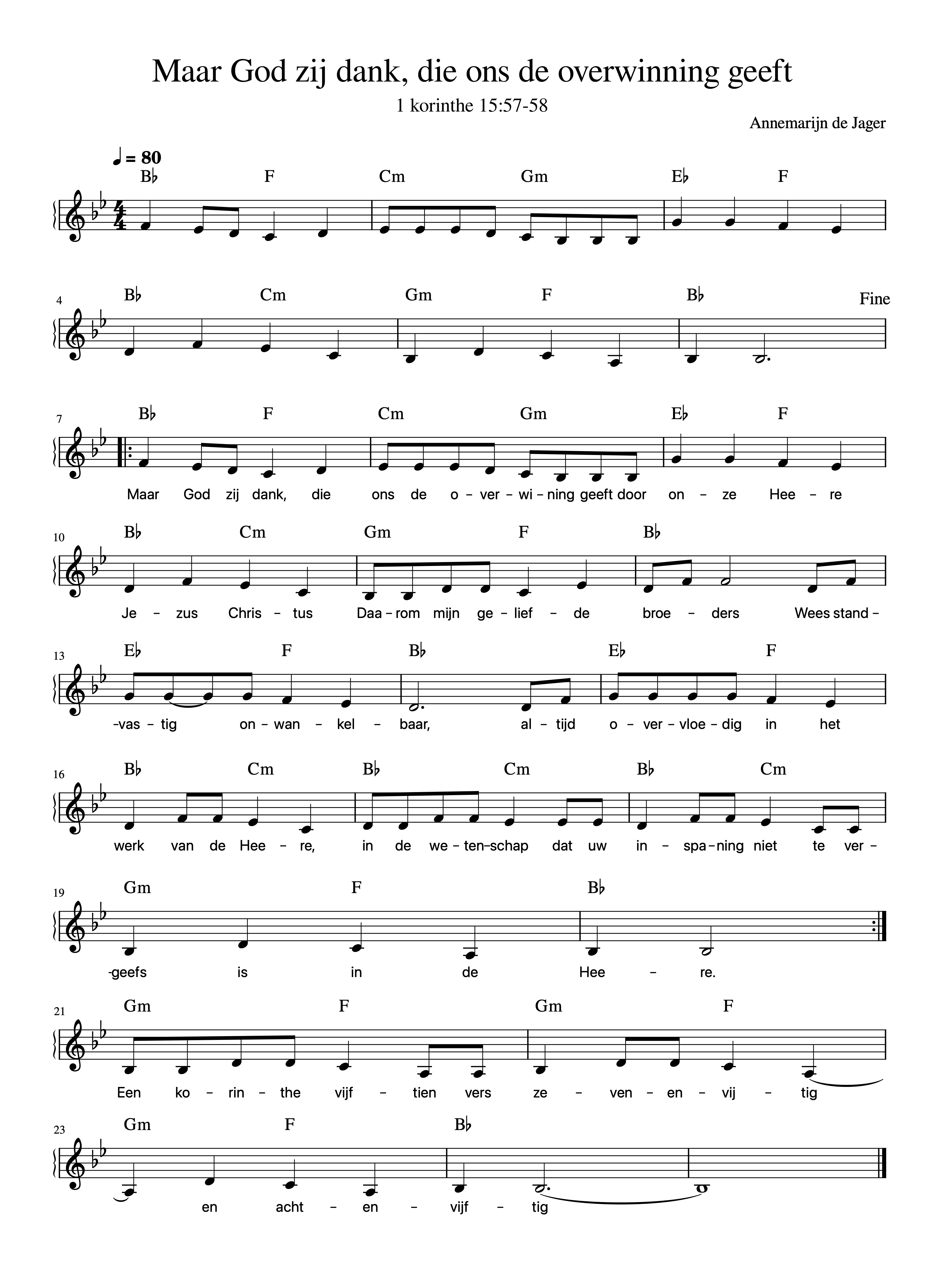 Maar God zij dank, die ons de overwinning geeft