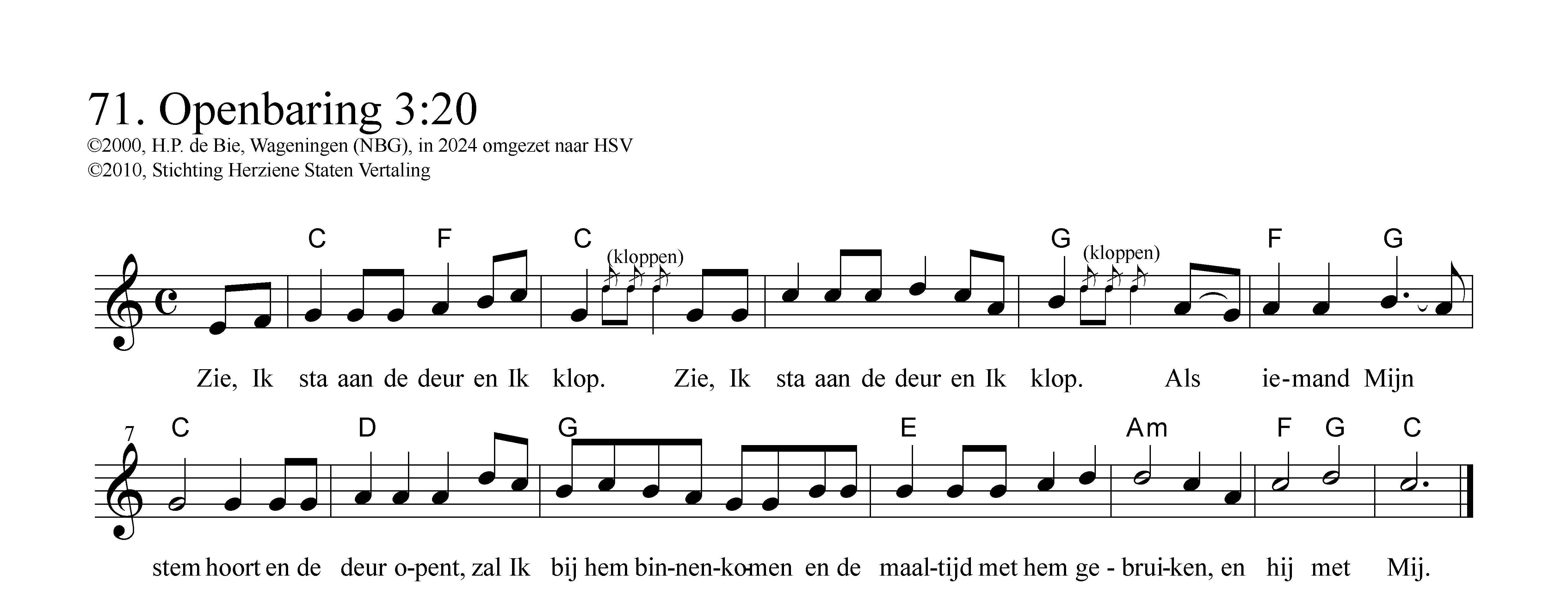 Zie, Ik sta aan de deur